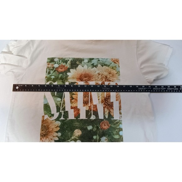 BRISCO BRANDS Mens Large Graphic T Shirt Floral Print White Short Sleeve Tee - Picture 6 of 9